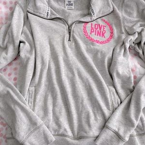 VS PINK Grey and pink pullover hoodie